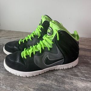 Nike Dunk High Free Black Lime 599466-001 Mens Size 10